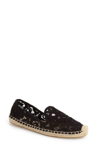 Women's Soludos Lace Espadrille Slip-on M - Black