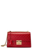 Gucci Medium Padlock Signature Leather Shoulder Bag - Red