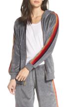 Women's Aviator Nation Classic Velour Hoodie Jacket - Grey