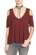 Women's Free People 'bittersweet' Cold Shoulder Top - Red