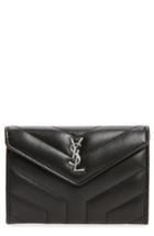 Women's Saint Laurent Small Loulou Matelasse Leather Wallet - Black