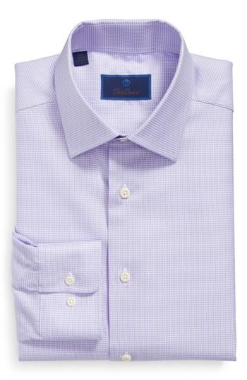 Men's David Donahue Regular Fit Houndstooth Dress Shirt - 34/35 - Purple