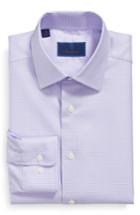 Men's David Donahue Regular Fit Houndstooth Dress Shirt - 34/35 - Purple