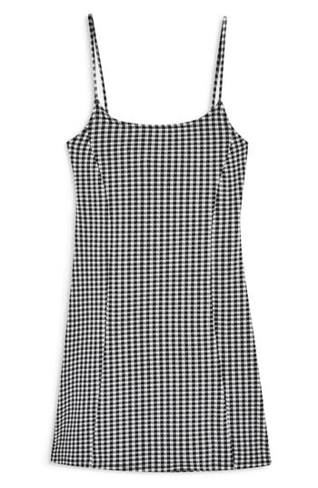 Women's Topshop Gingham Pinafore Minidress Us (fits Like 0) - Black