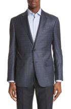 Men's Emporio Armani G Line Trim Fit Check Wool Sport Coat Us / 56 Eur - Blue/green