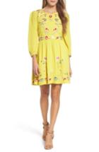 Women's French Connection Saya Embroidered Crepe Fit & Flare Dress - Yellow