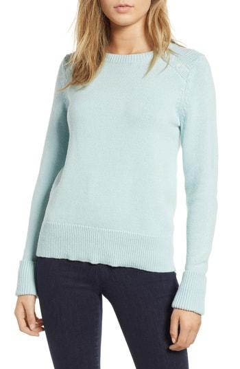 Women's 1901 Button Detail Cotton Wool Blend Sweater - Blue