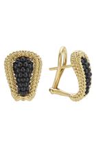 Women's Lagos Gold & Black Caviar Tapered Omega Earrings