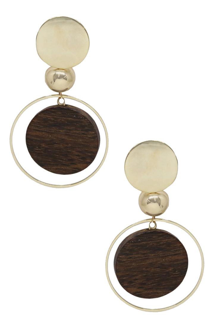 Women's Ettika Wood Disc Earrings
