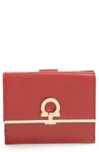 Women's Salvatore Ferragamo 'french Icona' Saffiano Calfskin Leather Wallet - Red