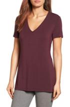 Women's Halogen V-neck Tunic Tee - Burgundy