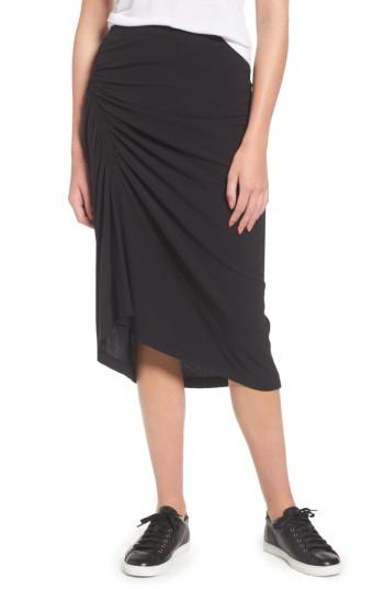 Women's James Perse Spiral Gathered Skirt - Black