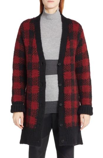 Women's Marni Plaid Alpaca Blend Open Back Cardigan Us / 42 It - Red