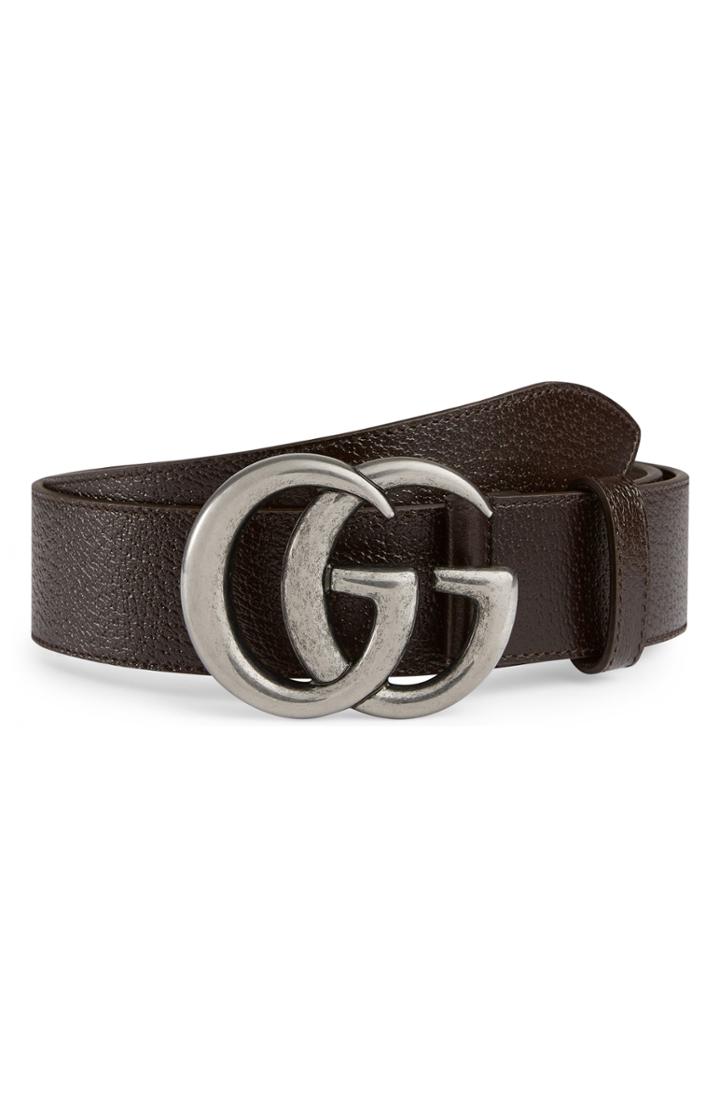 Men's Gucci Gg Pebbled Leather Belt