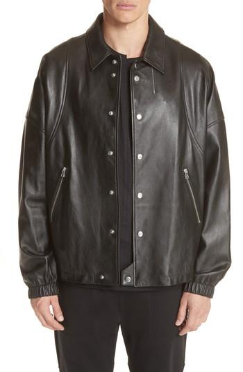 Men's Helmut Lang Leather Coach's Jacket - Black