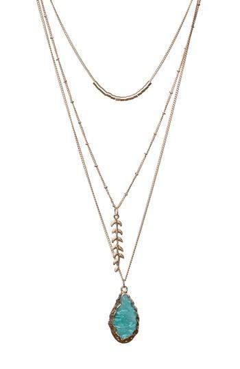 Women's Shoshanna Lee Fern & Teardrop Layered Pendant Necklace