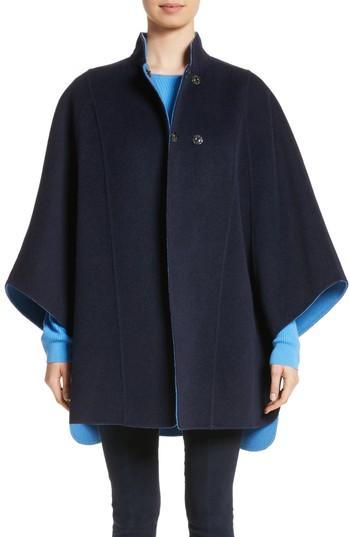 Women's St. John Collection Double Face Reversible Coat - Blue