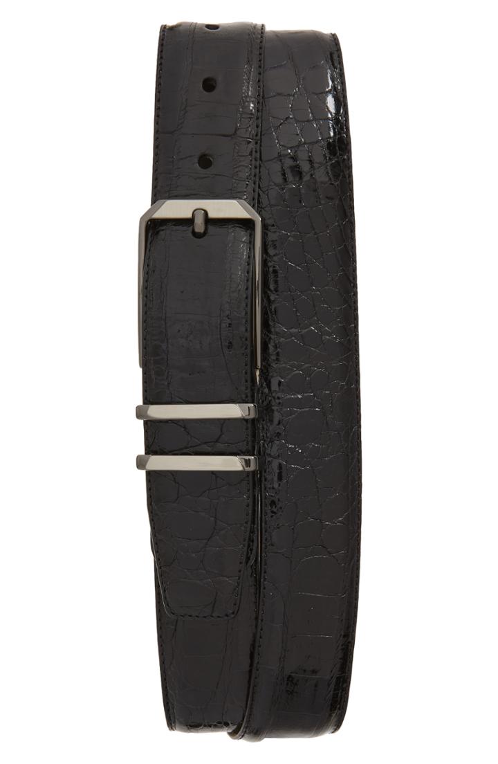 Men's Mezlan Crocodile Leather Belt - Black