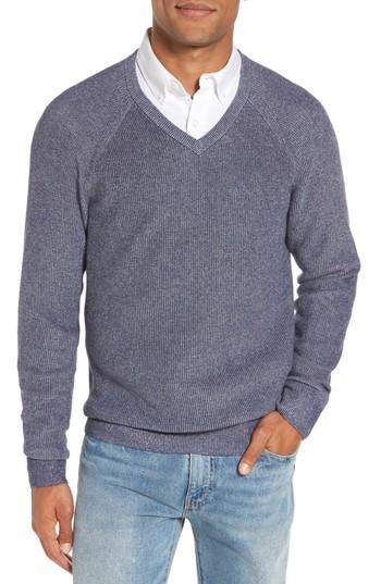 Men's Nordstrom Men's Shop Supima Cotton V-neck Sweater, Size - Blue