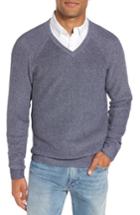 Men's Nordstrom Men's Shop Supima Cotton V-neck Sweater, Size - Blue