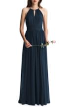 Women's #levkoff Keyhole Chiffon A-line Gown - Blue