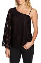Women's 1.state One-shoulder Lace Top, Size - Black