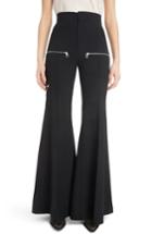 Women's Chloe Zip Detail Stretch Wool Flare Trousers Us / 40 Fr - Black