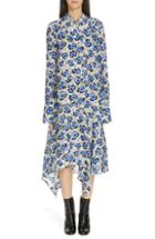 Women's Christian Wijnants Domi Leopard Floral Print Silk Shirtdress Us / 34 Fr - Blue