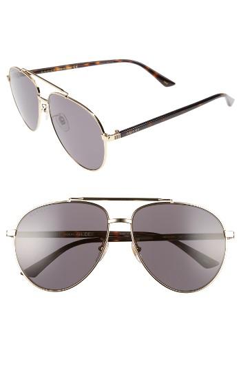 Men's Gucci Retro Web 61mm Aviator Sunglasses -
