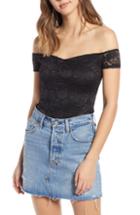 Women's Love, Fire Off The Shoulder Lace Bodysuit - Black