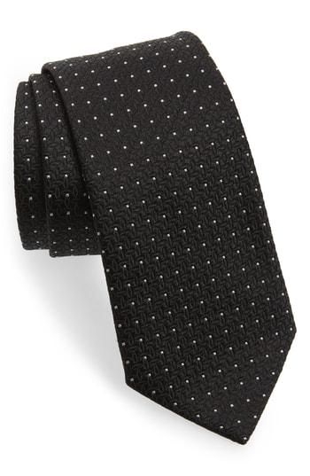 Men's Emporio Armani Geometric Silk Tie, Size - Black