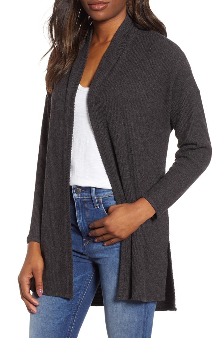 Women's Wit & Wisdom Ribbed Open Cardigan - Grey