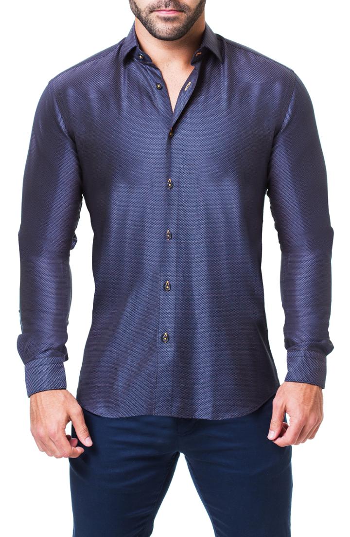 Men's Maceoo Fibonacci Dot Print Sport Shirt - Blue