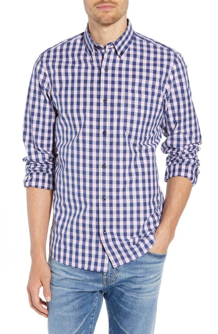 Men's 1901 Slim Fit Gingham Sport Shirt - Blue