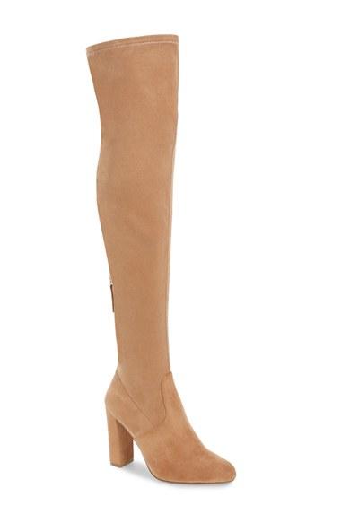 Women's Steve Madden 'emotions' Stretch Over The Knee Boot .5 M - Beige