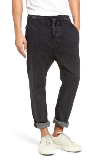 Men's Vince Drop Crotch Drawstring Jeans - Black