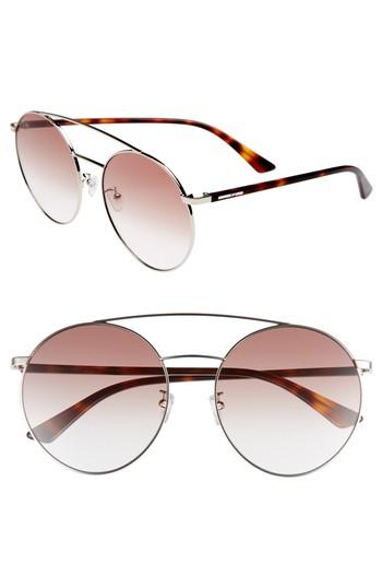 Women's Mcq Alexander Mcqueen 61mm Round Aviator Sunglasses - Gold/ Milky Havana