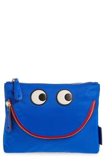 Anya Hindmarch Happy Eyes Nylon Pouch - Blue