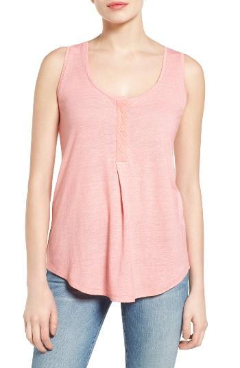 Women's Caslon Linen Blend Henley Tank - Pink
