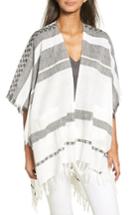 Women's Echo Blanket Stripe Poncho, Size - Black