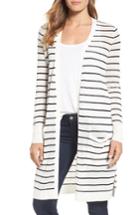 Women's Halogen Long Linen Blend Cardigan, Size - Ivory