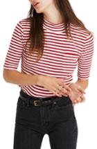 Women's Madewell Mock Neck Shirttail Tee, Size - White