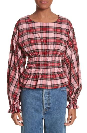 Women's Molly Goddard Ronnie Tartan Top - Pink