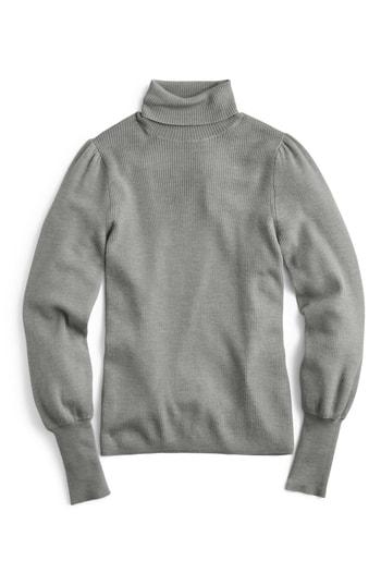 Women's J.crew Balloon Sleeve Turtleneck Sweater, Size - Grey