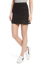 Women's Lush Grommet Lace-up Miniskirt - Black