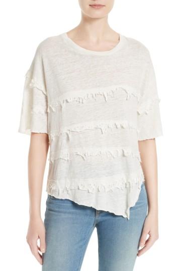 Women's Iro Birtie Distressed Ruffle Linen Tee - White