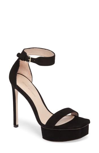 Women's Stuart Weitzman Backupplat Platform Sandal .5 M - Black