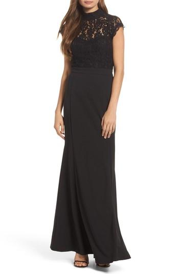 Women's Lulus Lace Bodice Mermaid Gown - Black