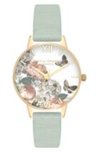 Women's Olivia Burton Signature Floral Leather Strap Watch, 30mm