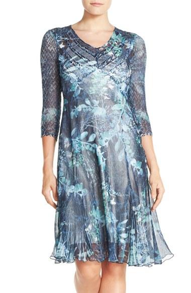 Women's Komarov Mixed Media Midi Dress - Blue